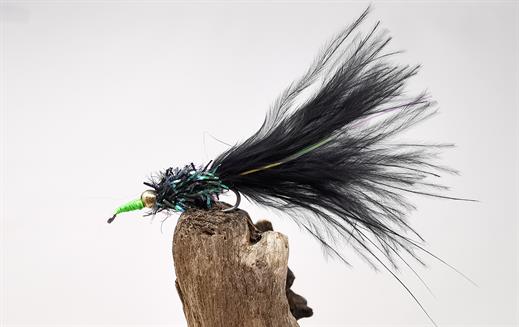 Fishing Flies, 8 Goldhead Black Green Tail Fritz Trout Fly Lures,Size 10 hook 