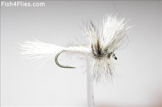 12 White Wulf Dry Trout Flies Size 10   074 